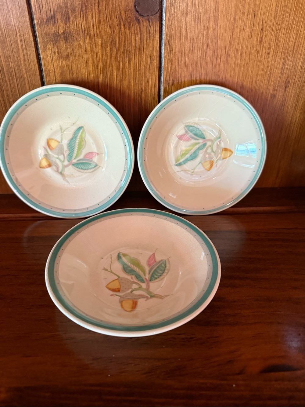 Susie Cooper Acorn Saucer Set of 3